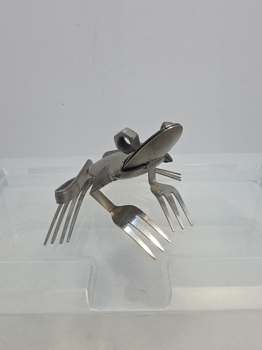 Forked Up Art Stainless Steel Frog Sculpture Garden Desk Decor 4.75" (C5)
